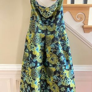 Floral Jacquard Print Tube Top Dress